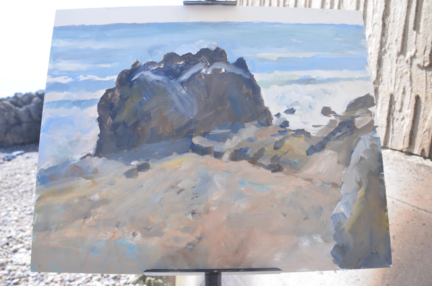 Rotherslade into the sun in progress